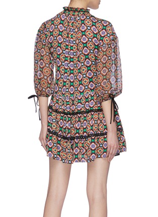 Back View - Click To Enlarge - ALICE & OLIVIA - 'Arnette' tie neck graphic print tiered tunic dress