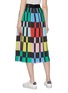 Back View - Click To Enlarge - ALICE & OLIVIA - 'Melda' colourblock geometric print pleated midi skirt