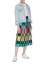 Figure View - Click To Enlarge - ALICE & OLIVIA - 'Melda' colourblock geometric print pleated midi skirt