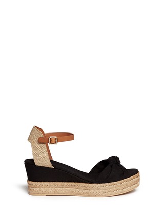 Main View - Click To Enlarge - TORY BURCH - Knotted bow canvas espadrille platform sandals