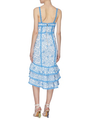 Back View - Click To Enlarge - ALICE & OLIVIA - 'Diane' tiered hem floral crochet lace midi dress