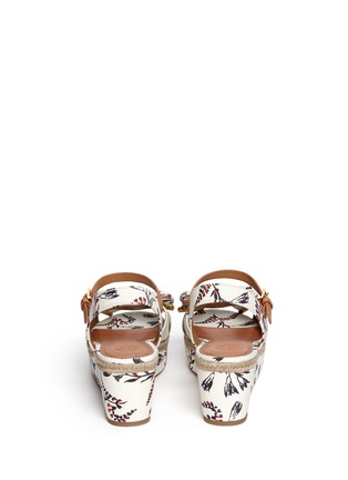 Back View - Click To Enlarge - TORY BURCH - 'Penny' floral print canvas wedge sandals