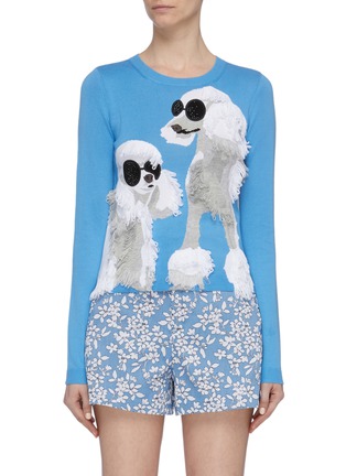 Main View - Click To Enlarge - ALICE & OLIVIA - 'Connie' strass poodle intarsia sweater
