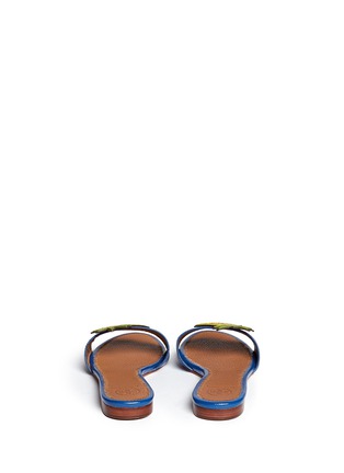 Back View - Click To Enlarge - TORY BURCH - Pineapple appliqué leather flat slide sandals