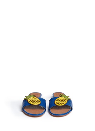 Figure View - Click To Enlarge - TORY BURCH - Pineapple appliqué leather flat slide sandals