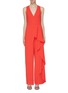 Main View - Click To Enlarge - ALICE & OLIVIA - 'Maxie' ruffle trim wide leg jumpsuit