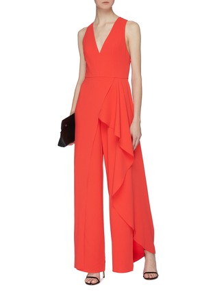 Figure View - Click To Enlarge - ALICE & OLIVIA - 'Maxie' ruffle trim wide leg jumpsuit