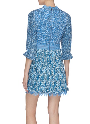 Back View - Click To Enlarge - ALICE & OLIVIA - 'Jonna' lace trim floral print pleated mini dress