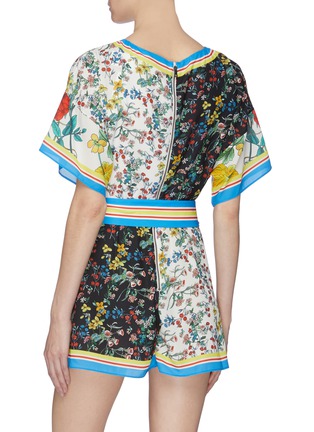Back View - Click To Enlarge - ALICE & OLIVIA - 'Bowie' sash tie mix floral print rompers