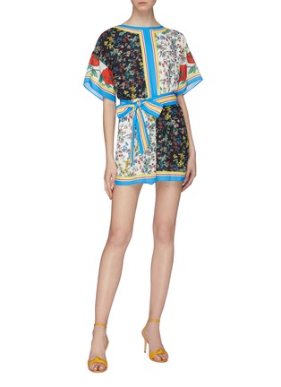 Figure View - Click To Enlarge - ALICE & OLIVIA - 'Bowie' sash tie mix floral print rompers