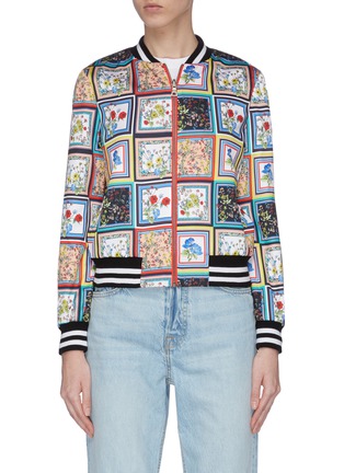 Main View - Click To Enlarge - ALICE & OLIVIA - 'Lonnie' reversible tile print bomber jacket