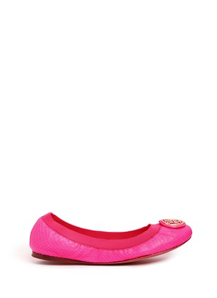 Main View - Click To Enlarge - TORY BURCH - 'Caroline' snakeskin effect leather ballerina flats