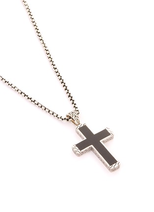 Detail View - Click To Enlarge - JOHN HARDY - 'Classic Chain' jade silver cross pendant necklace