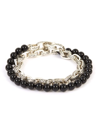 Main View - Click To Enlarge - JOHN HARDY - 'Classic Chain' onyx bead silver double wrap bracelet