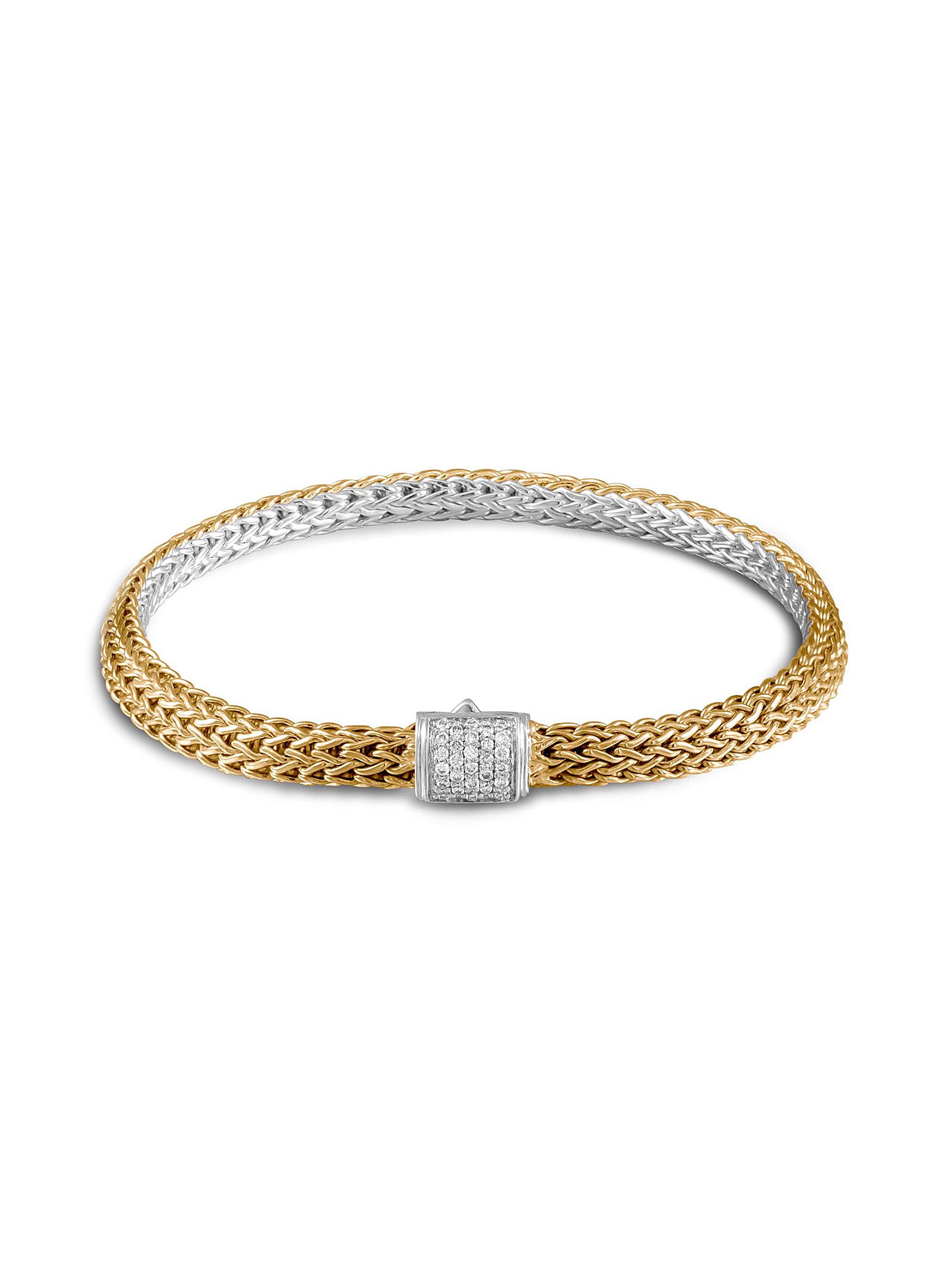 Classic Chain' reversible diamond yellow gold silver bracelet