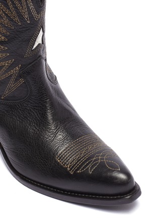 Detail View - Click To Enlarge - GOLDEN GOOSE - 'Wish Star' contrast geometric topstitching distressed leather boots