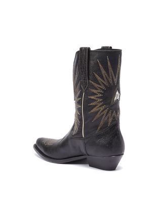  - GOLDEN GOOSE - 'Wish Star' contrast geometric topstitching distressed leather boots