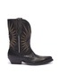 Main View - Click To Enlarge - GOLDEN GOOSE - 'Wish Star' contrast geometric topstitching distressed leather boots