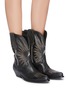 Figure View - Click To Enlarge - GOLDEN GOOSE - 'Wish Star' contrast geometric topstitching distressed leather boots