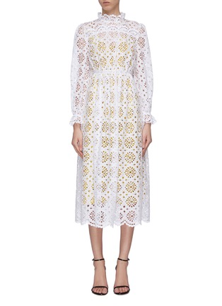 Main View - Click To Enlarge - DIANE VON FURSTENBERG - 'Leandra' scalloped broderie anglaise dress