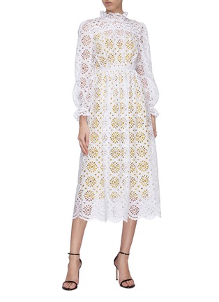 Figure View - Click To Enlarge - DIANE VON FURSTENBERG - 'Leandra' scalloped broderie anglaise dress