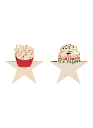 Main View - Click To Enlarge - VENNA - Hamburger fries star stud mismatched earrings