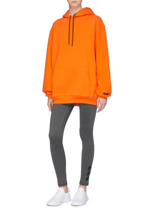 Figure View - Click To Enlarge - VICTORIA BECKHAM - x Reebok logo embroidered oversized hoodie