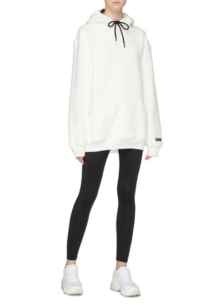 Figure View - Click To Enlarge - VICTORIA BECKHAM - x Reebok logo embroidered oversized hoodie