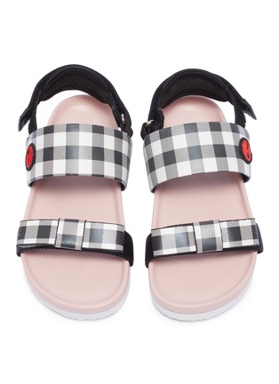 Figure View - Click To Enlarge - WINK - 'Birkies' gingham check leather kids slingback sandals