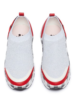 Figure View - Click To Enlarge - WINK - 'Liquorice' heart appliqué leather panel knit kids sneakers