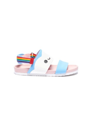 Main View - Click To Enlarge - WINK - 'Birkies' rainbow strap patchwork kids slingback sandals