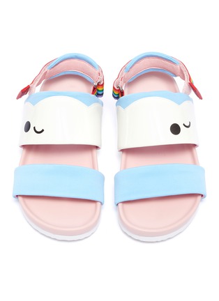 Figure View - Click To Enlarge - WINK - 'Birkies' rainbow strap patchwork kids slingback sandals