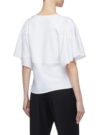 Back View - Click To Enlarge - CHRISTOPHER ESBER - Cutout drape sleeve button shoulder twill top