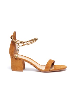 Main View - Click To Enlarge - GIANVITO ROSSI - Chain anklet suede sandals