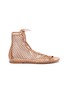 Main View - Click To Enlarge - GIANVITO ROSSI - 'Helena' lace-up fishnet sandals
