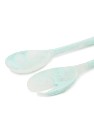 Detail View - Click To Enlarge - DINOSAUR DESIGNS - Stone salad server set – Duck Egg Swirl on Clear