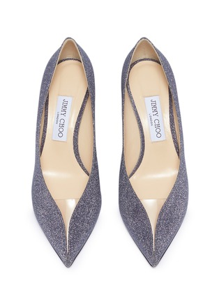 Detail View - Click To Enlarge - JIMMY CHOO - 'Baker 65' PVC panel glitter pumps