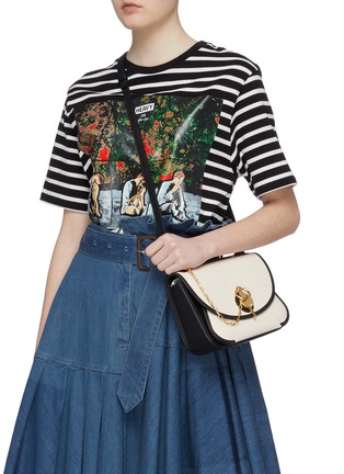 Figure View - Click To Enlarge - JW ANDERSON - 'Keyts' chain pin colourblock canvas crossbody bag