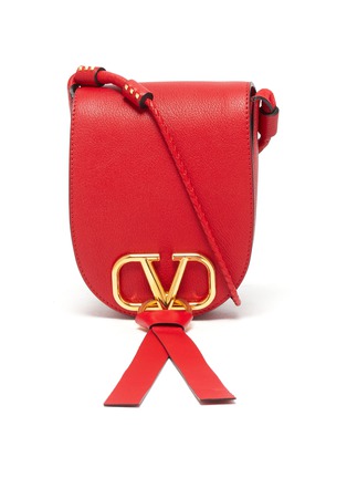 Main View - Click To Enlarge - VALENTINO GARAVANI - Valentino Garavani 'VRing' tassel small leather saddle bag