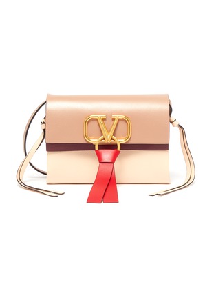 Main View - Click To Enlarge - VALENTINO GARAVANI - Valentino Garavani 'VRing' tassel colourblock leather crossbody bag