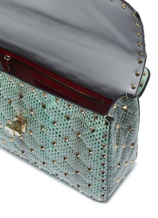 Detail View - Click To Enlarge - VALENTINO GARAVANI - 'Rockstud Spike' small quilted snakeskin leather shoulder bag