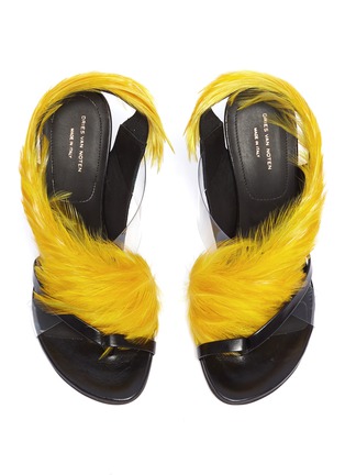 Detail View - Click To Enlarge - DRIES VAN NOTEN - Feather wrap leather sandals