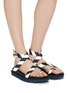 Figure View - Click To Enlarge - DRIES VAN NOTEN - Cross stripe ankle strap flatform sandals