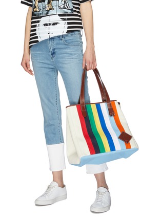 Figure View - Click To Enlarge - JW ANDERSON - Belt handle stripe canvas tote