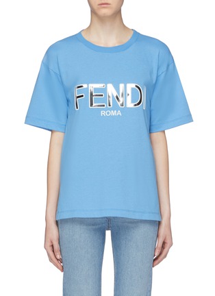 Main View - Click To Enlarge - FENDI SPORT - Metallic logo print T-shirt