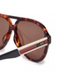 Detail View - Click To Enlarge - GUCCI - Tortoiseshell front logo stripe temple acetate aviator sunglasses