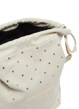 Detail View - Click To Enlarge - SAINT LAURENT - 'Teddy' logo star print drawstring leather pouch