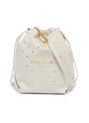 Main View - Click To Enlarge - SAINT LAURENT - 'Teddy' logo star print drawstring leather pouch