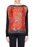 Main View - Click To Enlarge - - - Carnation print silk front cashmere sweater