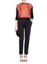 Figure View - Click To Enlarge - - - Carnation print silk front cashmere sweater